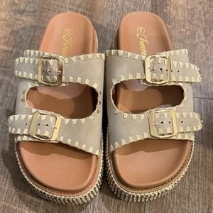 Tan Double Buckle Sandals